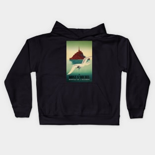 Retro poster - travel - vintage - Mont St Michel Kids Hoodie